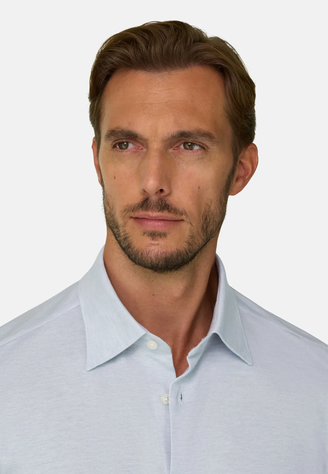 Boggi, Polo Camicia In Twill Misto Cotone Lana Regular Fit, Uomo, Azzurro, Taglia: XL - immagine 3