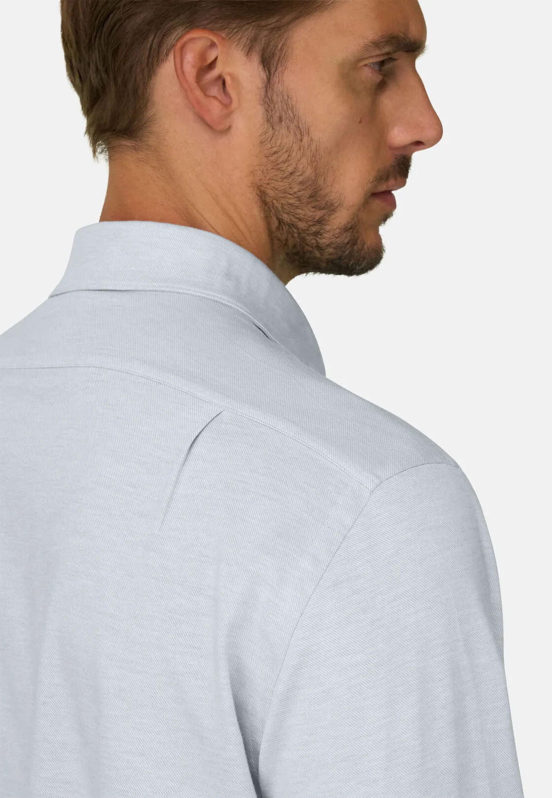 Boggi, Polo Camicia In Twill Misto Cotone Lana Regular Fit, Uomo, Azzurro, Taglia: XXXL - immagine 4