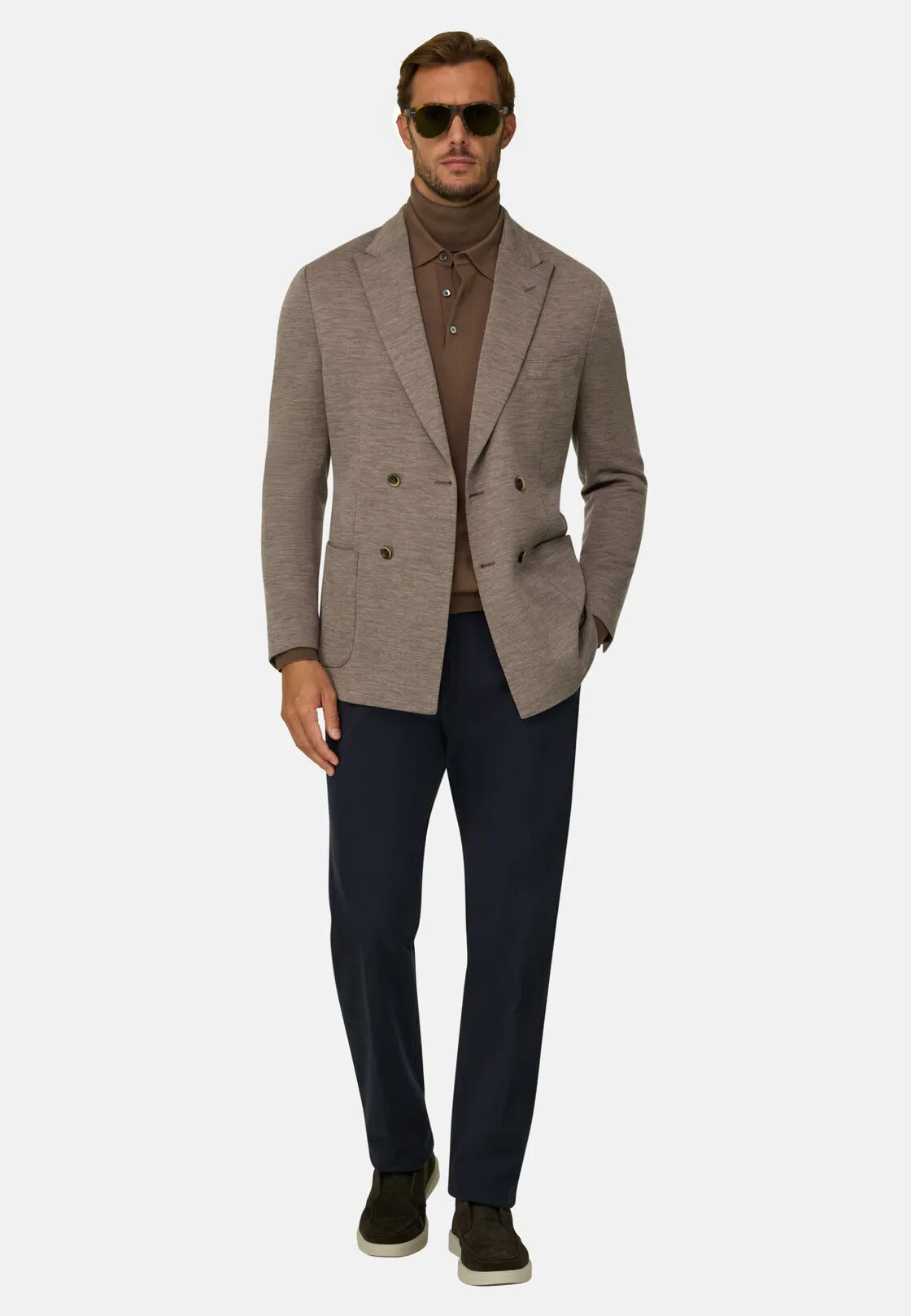 Boggi, Brooklyn | Giacca Doppio Petto In Misto Lana B Jersey, Uomo, Marrone, Taglia: 48 - immagine 2