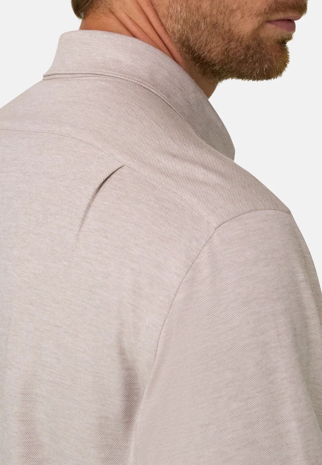Boggi, Polo Camicia In Twill Misto Cotone Lana Regular Fit, Uomo, Marrone, Taglia: S - immagine 4
