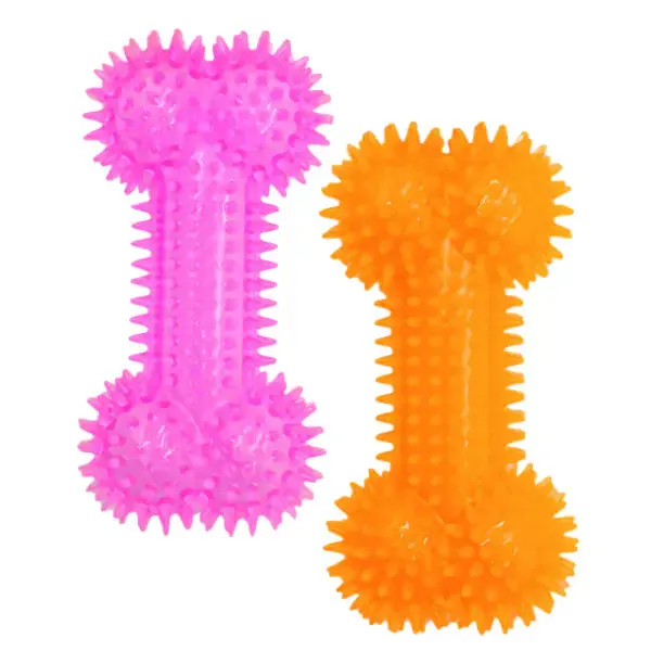 PetUp Joy gioco per cani Osso in TPR con squeaker Studs Bone con punte per cuccioli Misura 16,5 cm Colori assortiti - Giochi per cani - immagine 1