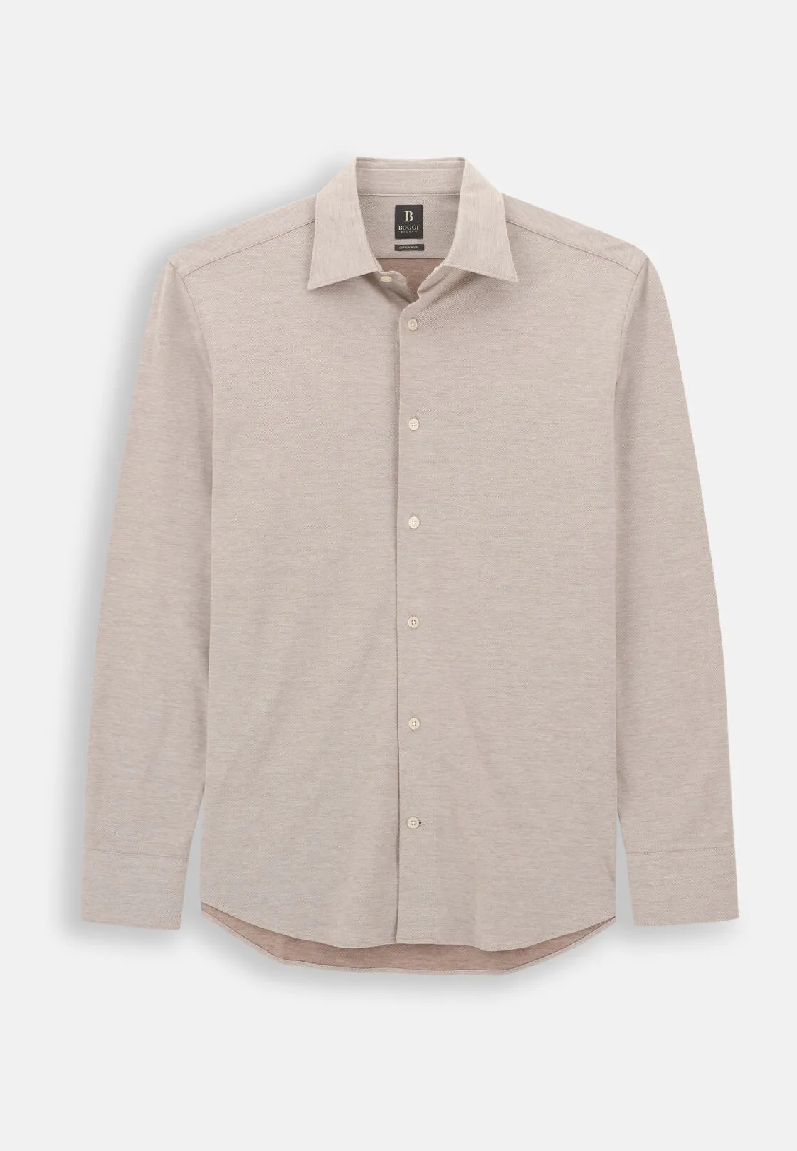 Boggi, Polo Camicia In Twill Misto Cotone Lana Regular Fit, Uomo, Marrone, Taglia: XL - immagine 6