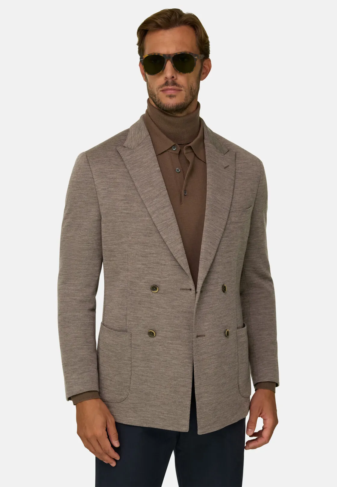 Boggi, Brooklyn | Giacca Doppio Petto In Misto Lana B Jersey, Uomo, Marrone, Taglia: 54 - immagine 1