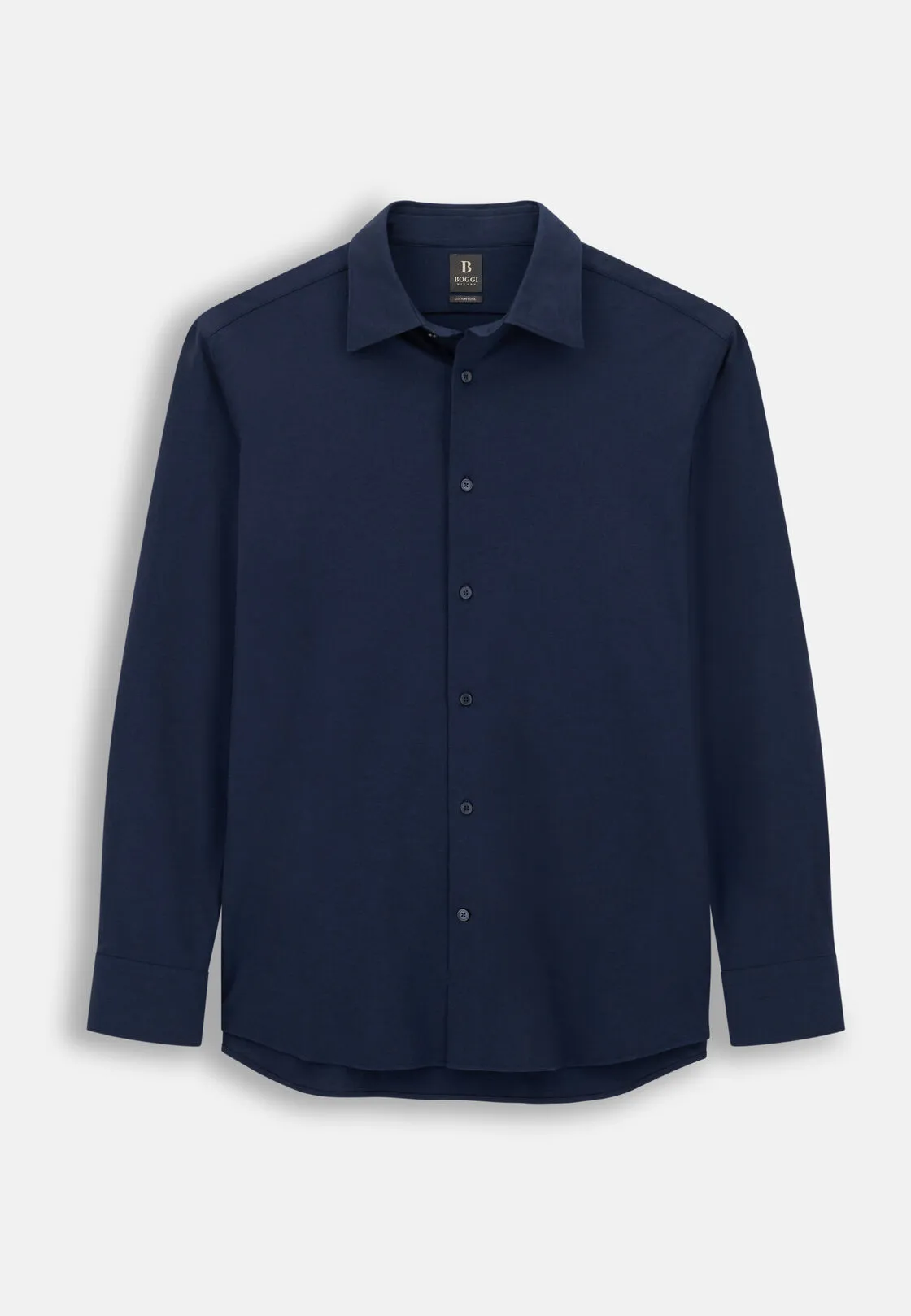 Boggi, Polo Camicia In Twill Misto Cotone Lana Regular Fit, Uomo, Navy, Taglia: L - immagine 6