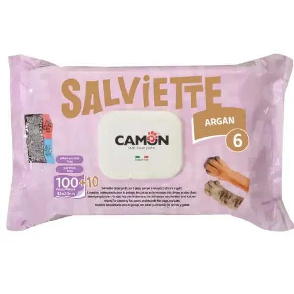 Salviette Detergenti per cani e gatti Maxi Formato da 110 pezzi Camon Argan - immagine 1