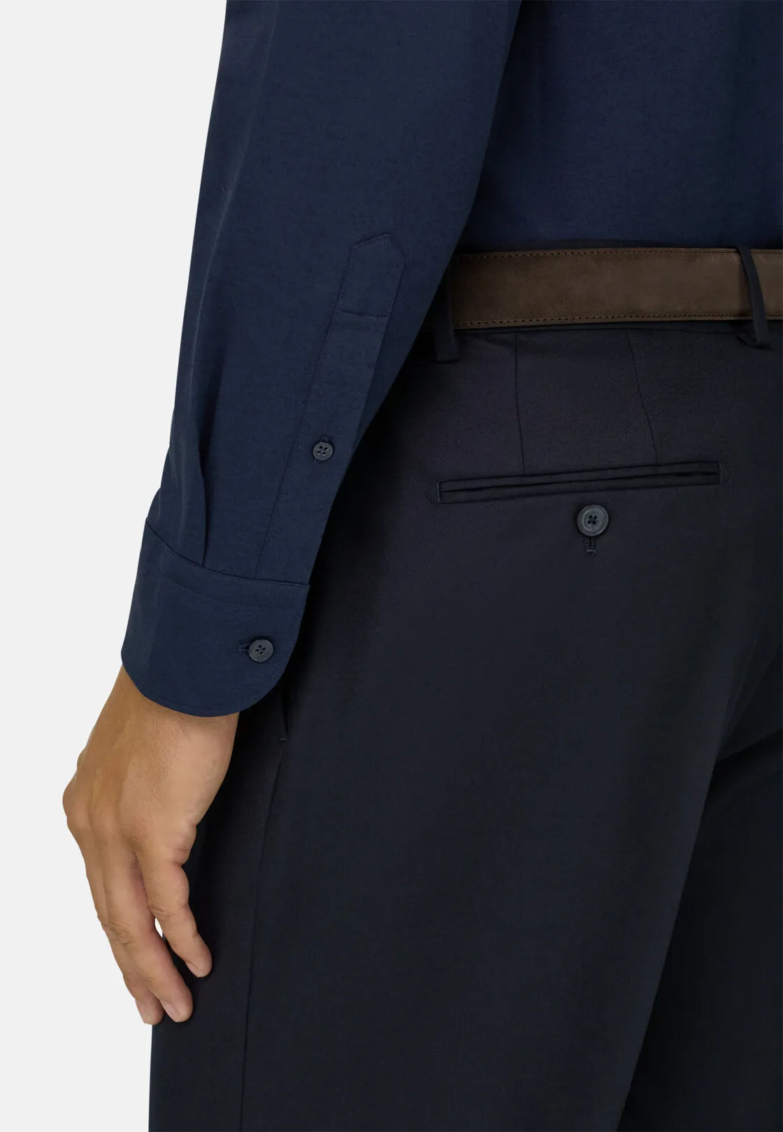 Boggi, Polo Camicia In Twill Misto Cotone Lana Regular Fit, Uomo, Navy, Taglia: M - immagine 4