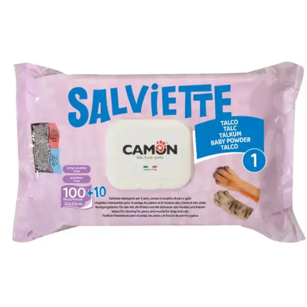Salviette Detergenti per cani e gatti Maxi Formato da 110 pezzi Camon Talco - immagine 1