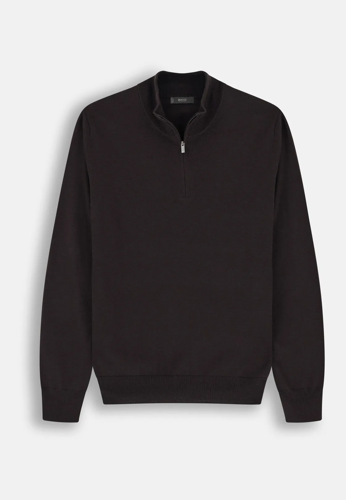 Boggi, Maglia Mezza Zip In Lana Merino Extrafine, Uomo, Marrone scuro, Taglia: L - immagine 5