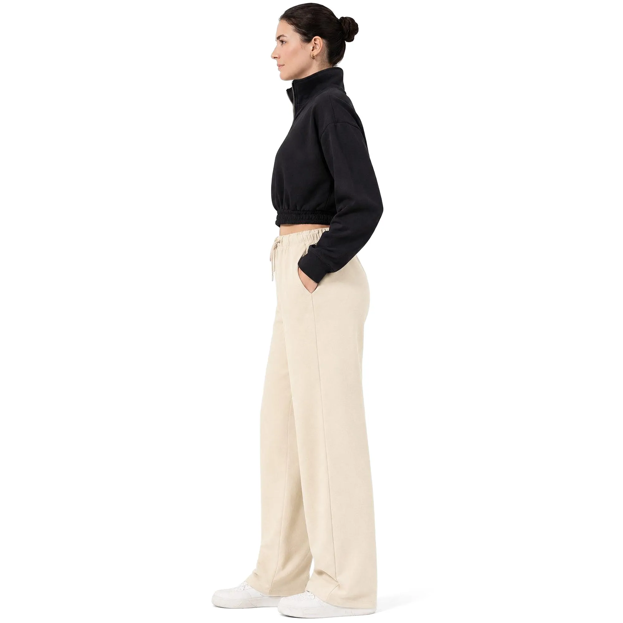 ROSS CAMP Pantaloni Tuta Donna Cotone – Pantaloni Sportivi Gamba Larga - immagine 5