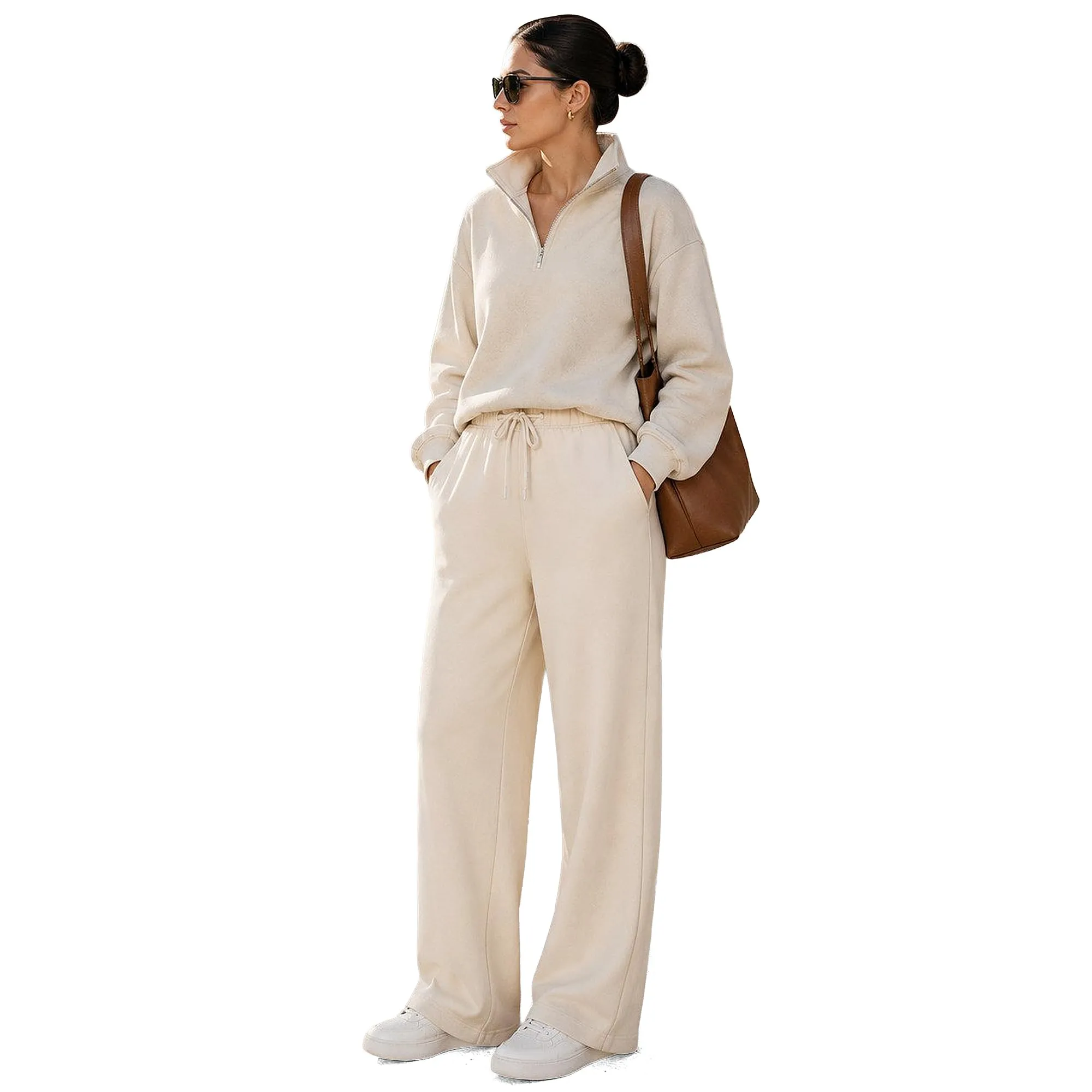 ROSS CAMP Pantaloni Tuta Donna Cotone – Pantaloni Sportivi Gamba Larga - immagine 8