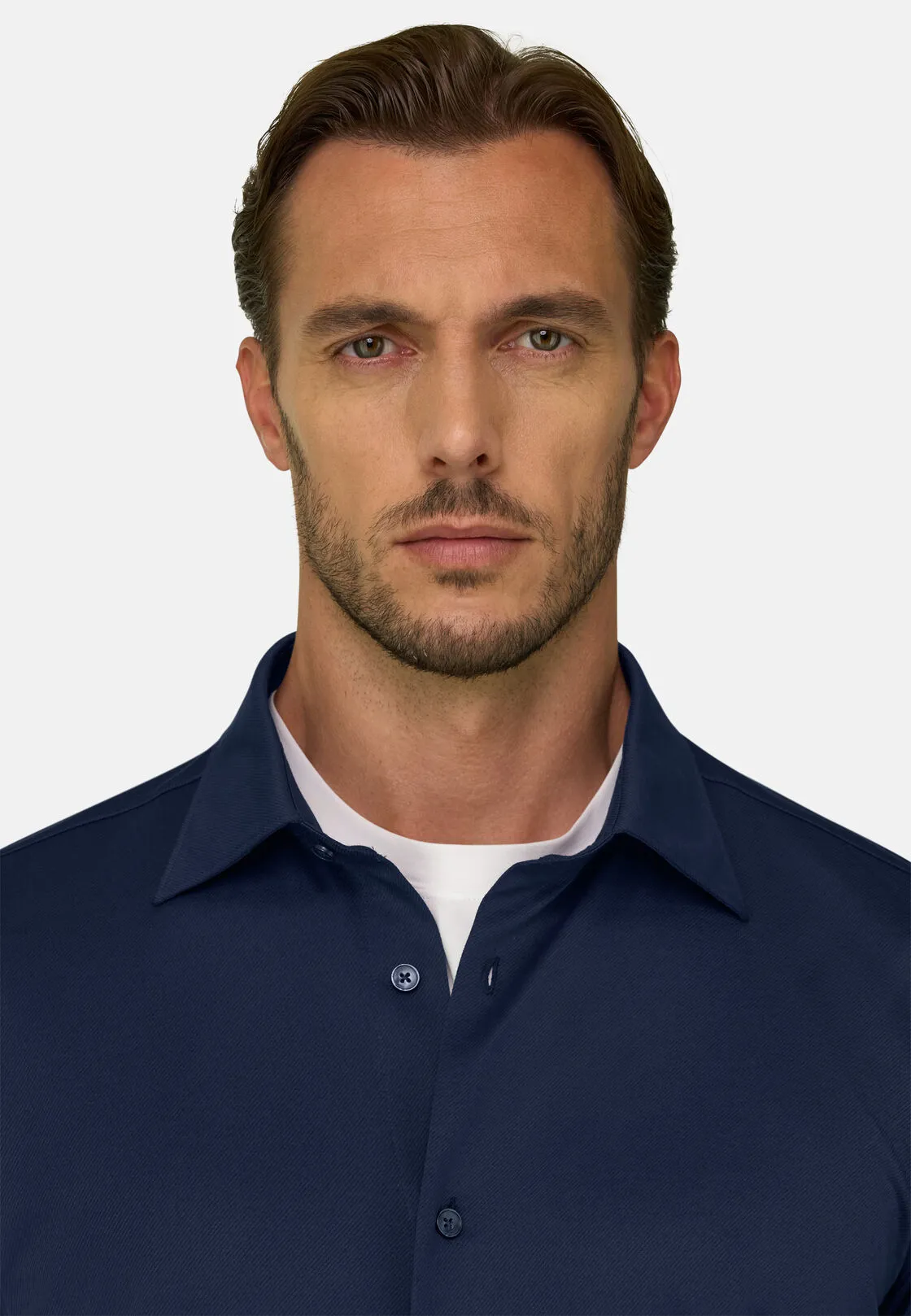 Boggi, Polo Camicia In Twill Di Jersey Giapponese Regular Fit, Uomo, Navy, Taglia: M - immagine 4