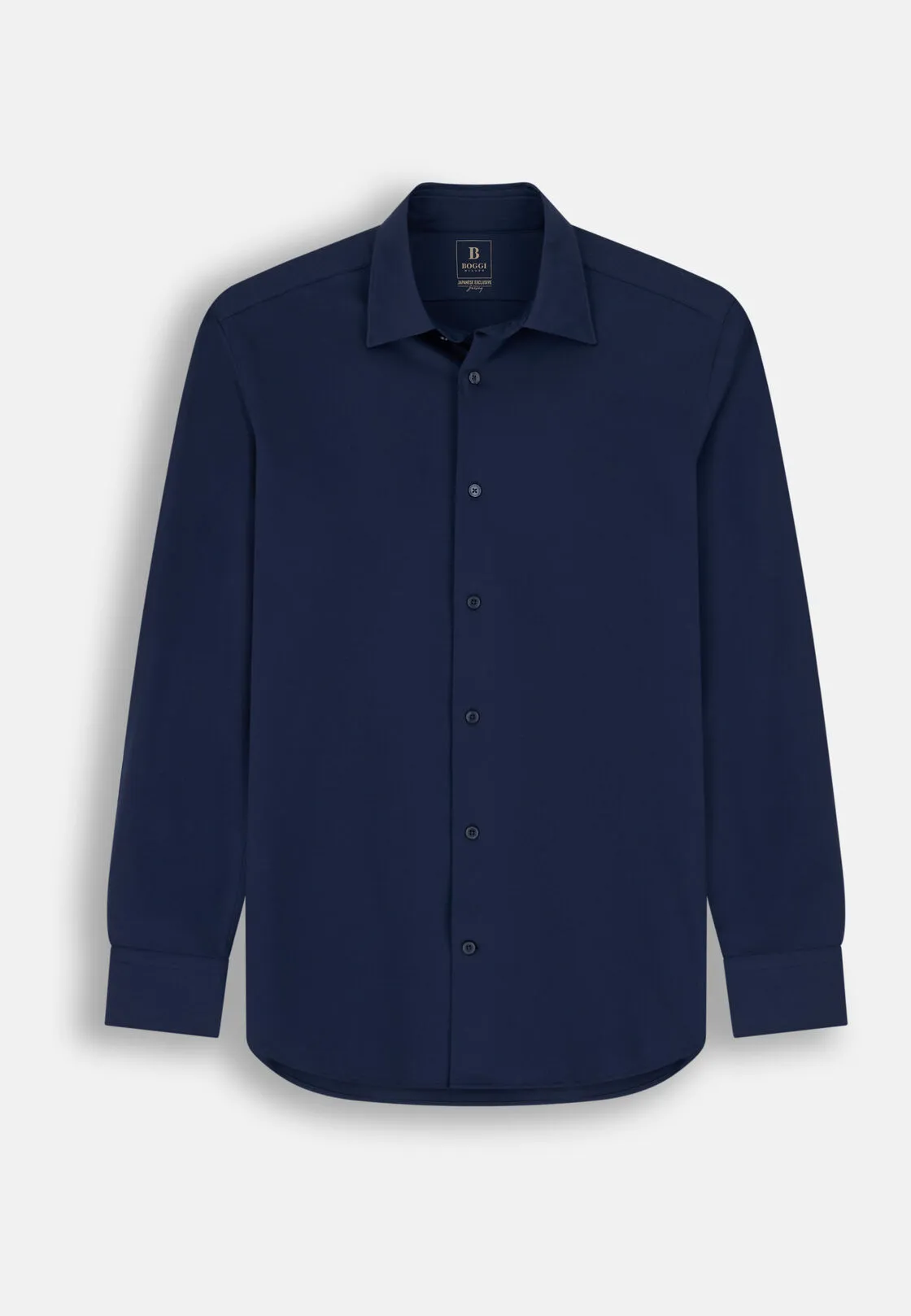 Boggi, Polo Camicia In Twill Di Jersey Giapponese Regular Fit, Uomo, Navy, Taglia: M - immagine 6