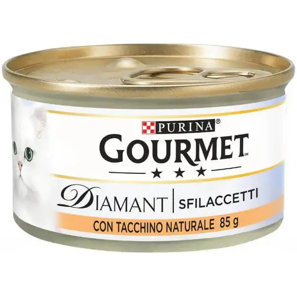 Purina Gourmet Diamant Sfilaccetti Umido Gatto 85 gr Sfilaccetti con Tacchino - confezione da 24 pezzi - Cibo umido per gatti - immagine 1