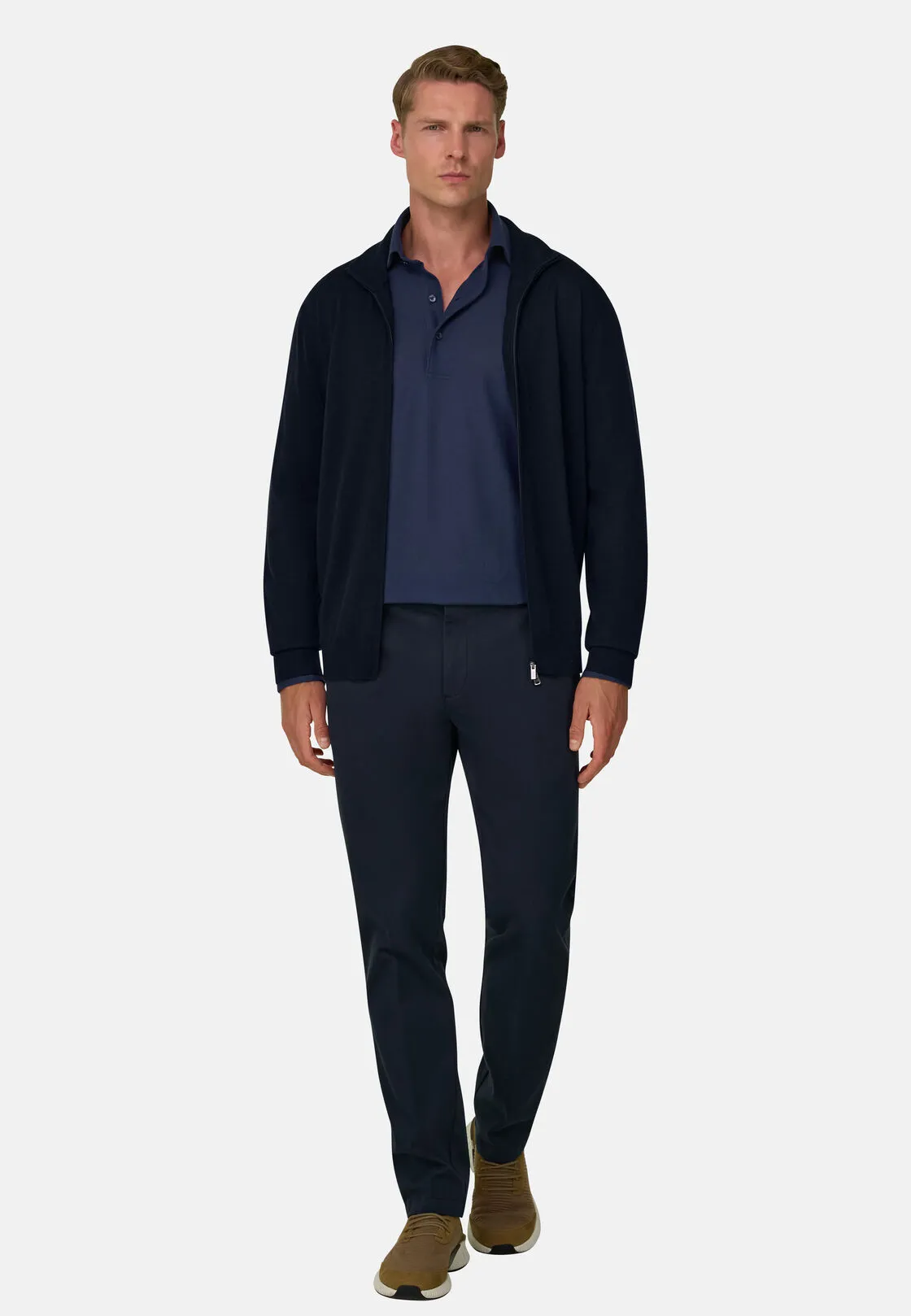 Boggi, Maglia Full Zip In Lana Merino Extrafine, Uomo, Navy, Taglia: L - immagine 2