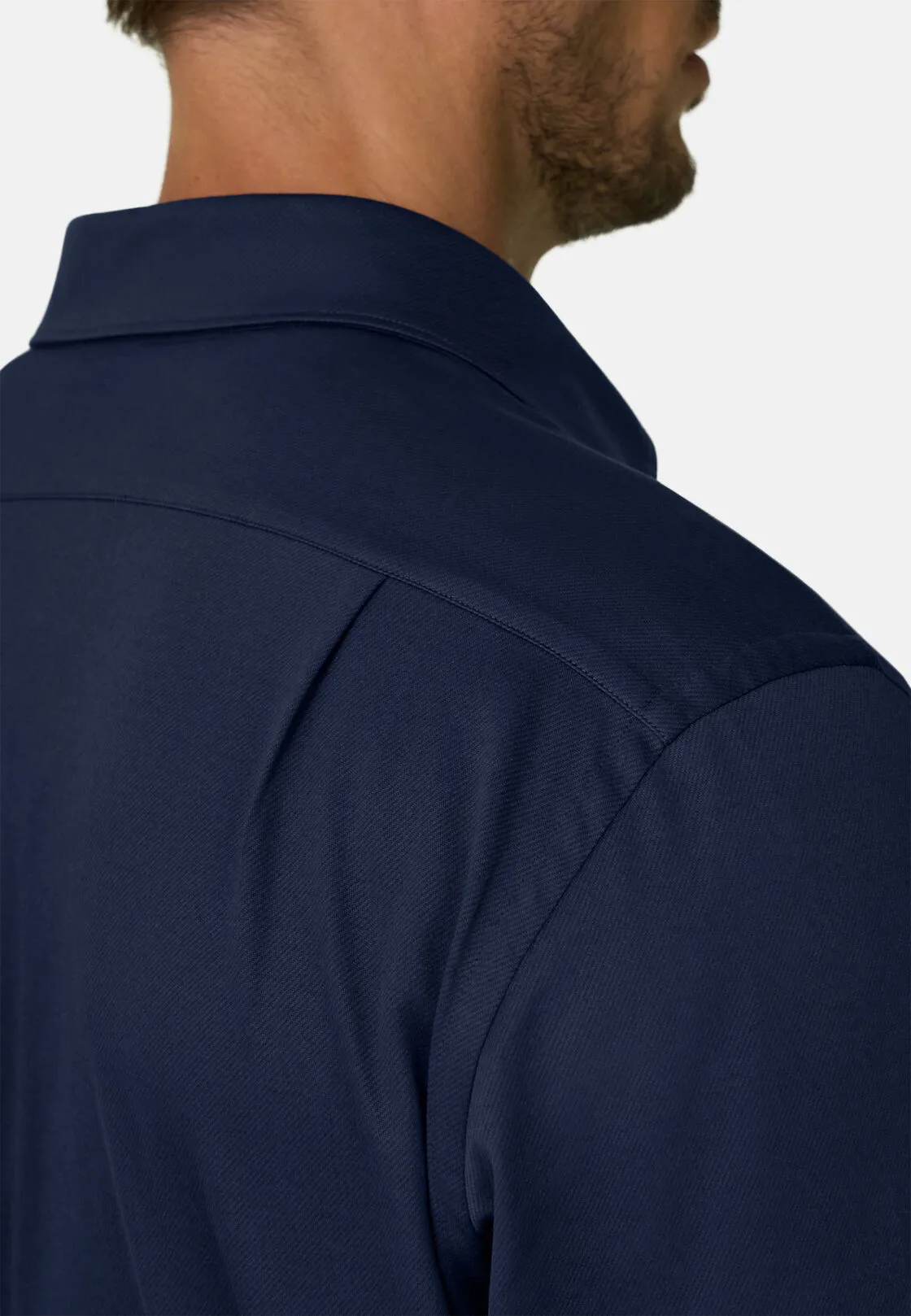 Boggi, Polo Camicia In Twill Di Jersey Giapponese Regular Fit, Uomo, Navy, Taglia: XS - immagine 3