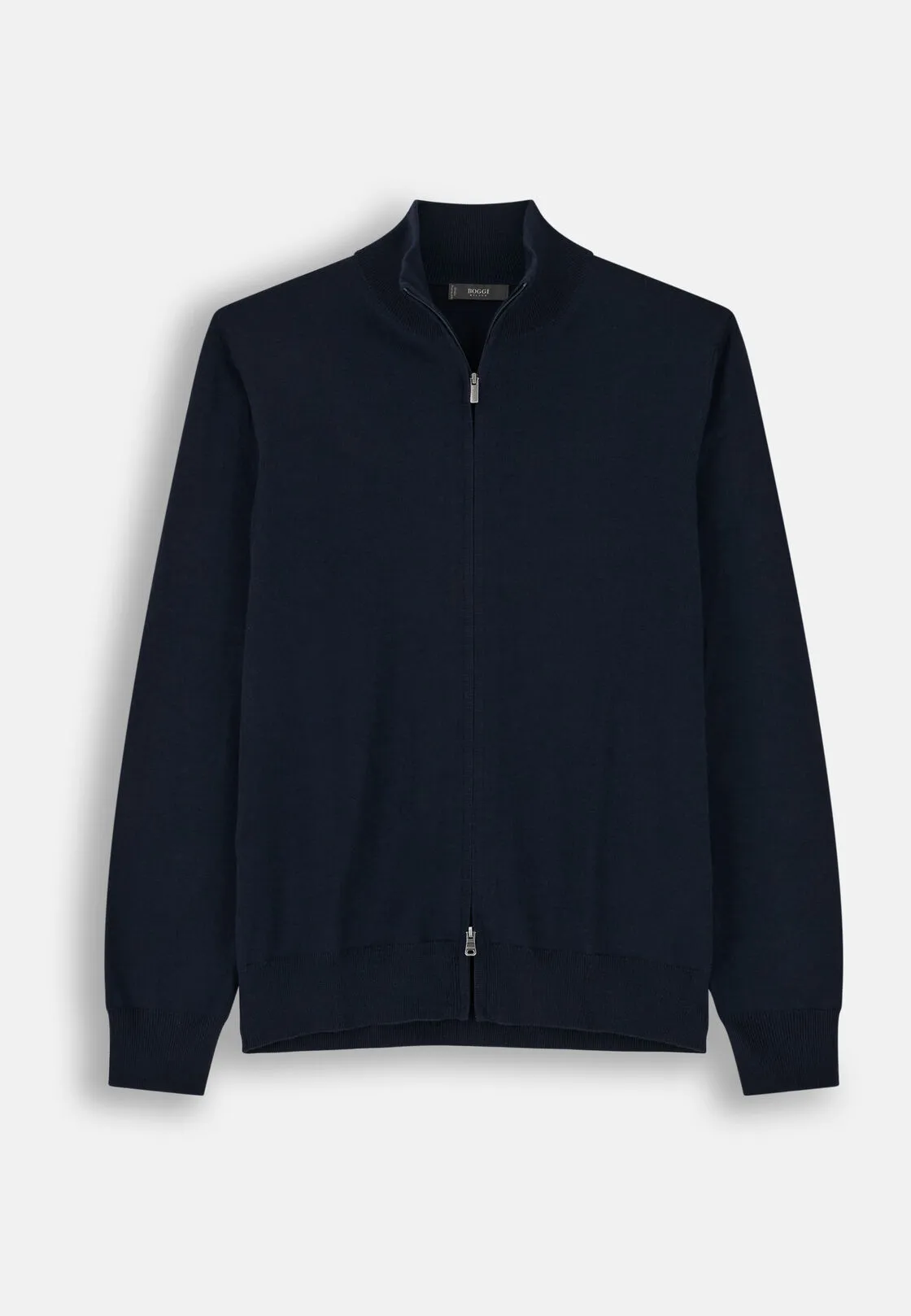 Boggi, Maglia Full Zip In Lana Merino Extrafine, Uomo, Navy, Taglia: M - immagine 5