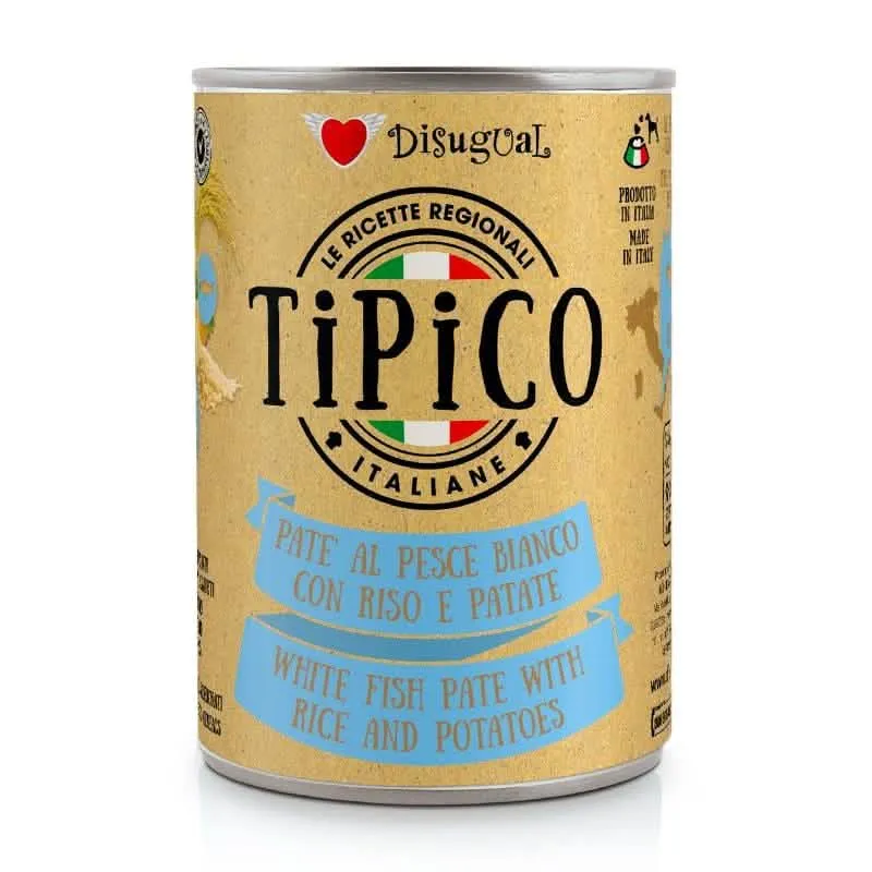 DISUGUAL Cane Tipico Adulto Pesce Bianco, Riso & Patate Lattina 400 gr - immagine 1