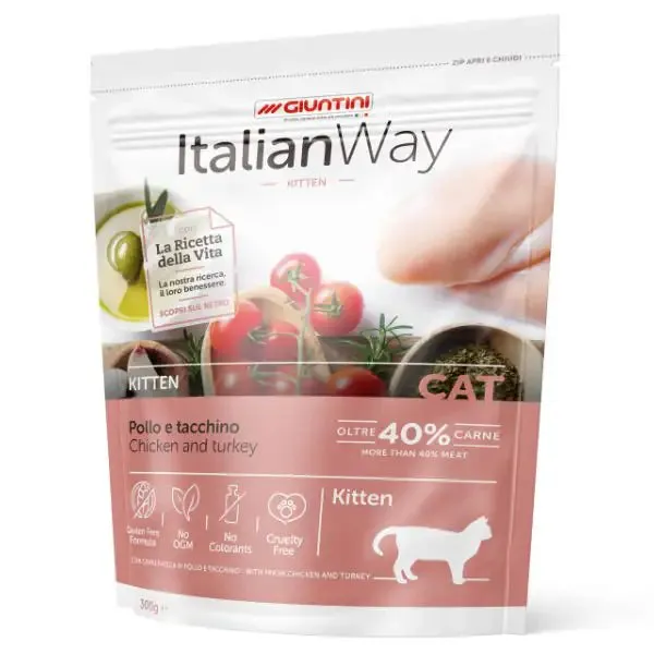 ItalianWay Kitten Pollo e Tacchino 300 gr - Croccantini per gatti - immagine 1