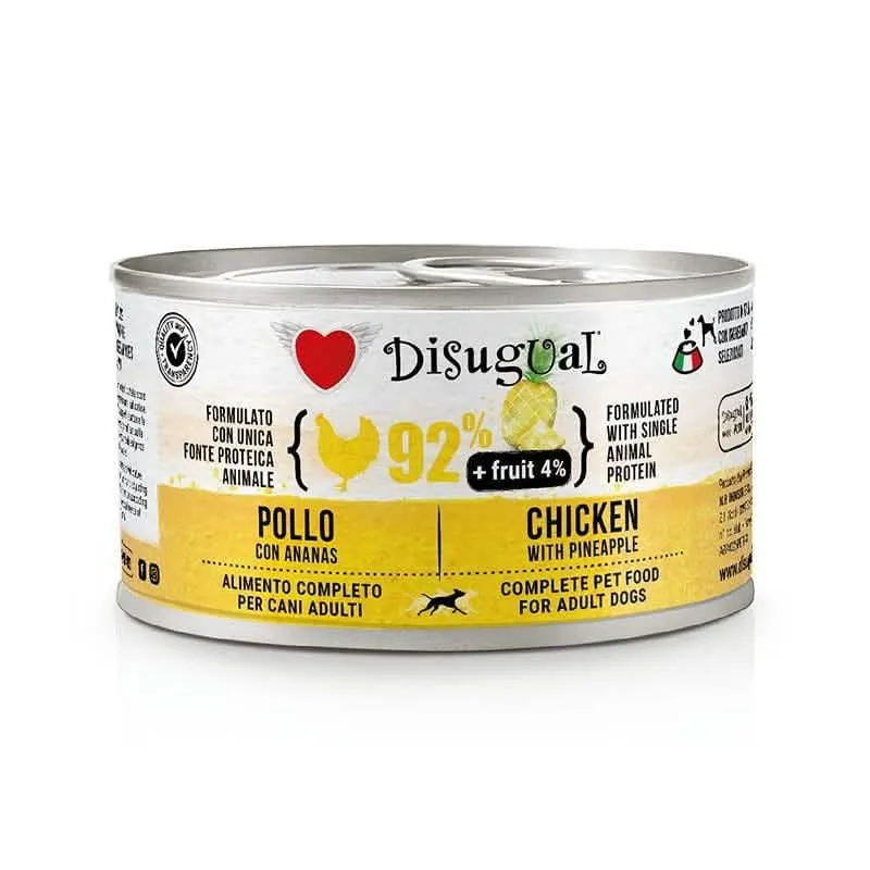 DISUGUAL Cane Frutta (Fresh Fruit Plus) Adulto Pollo & Ananas Lattina 150 gr - immagine 1