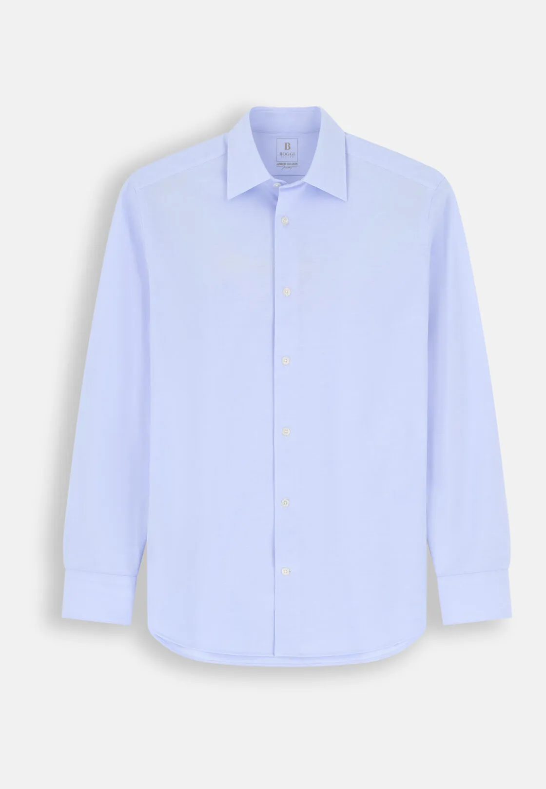 Boggi, Polo Camicia In Twill Di Jersey Giapponese Regular Fit, Uomo, Azzurro, Taglia: XL - immagine 6