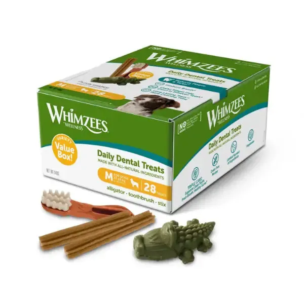 Whimzees Dog Variety Value Box Snack dentale Naturale per cani Medium: per cani 12-18 kg - immagine 1