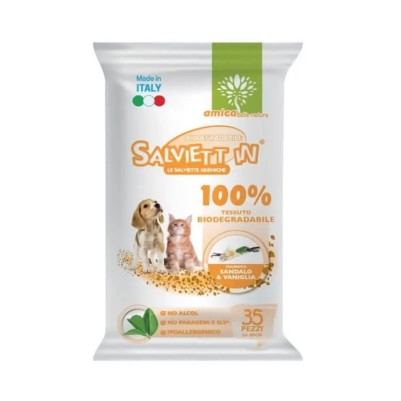 Salviette Igieniche Biodegradabili Sandalo & Vaniglia - Confezione da 35 Pz - immagine 1