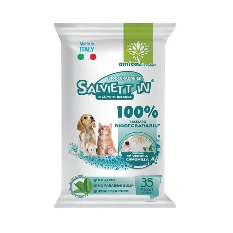 Salviette Igieniche Biodegradabili al Tè Verde e Camomilla - 35 PZ - immagine 1
