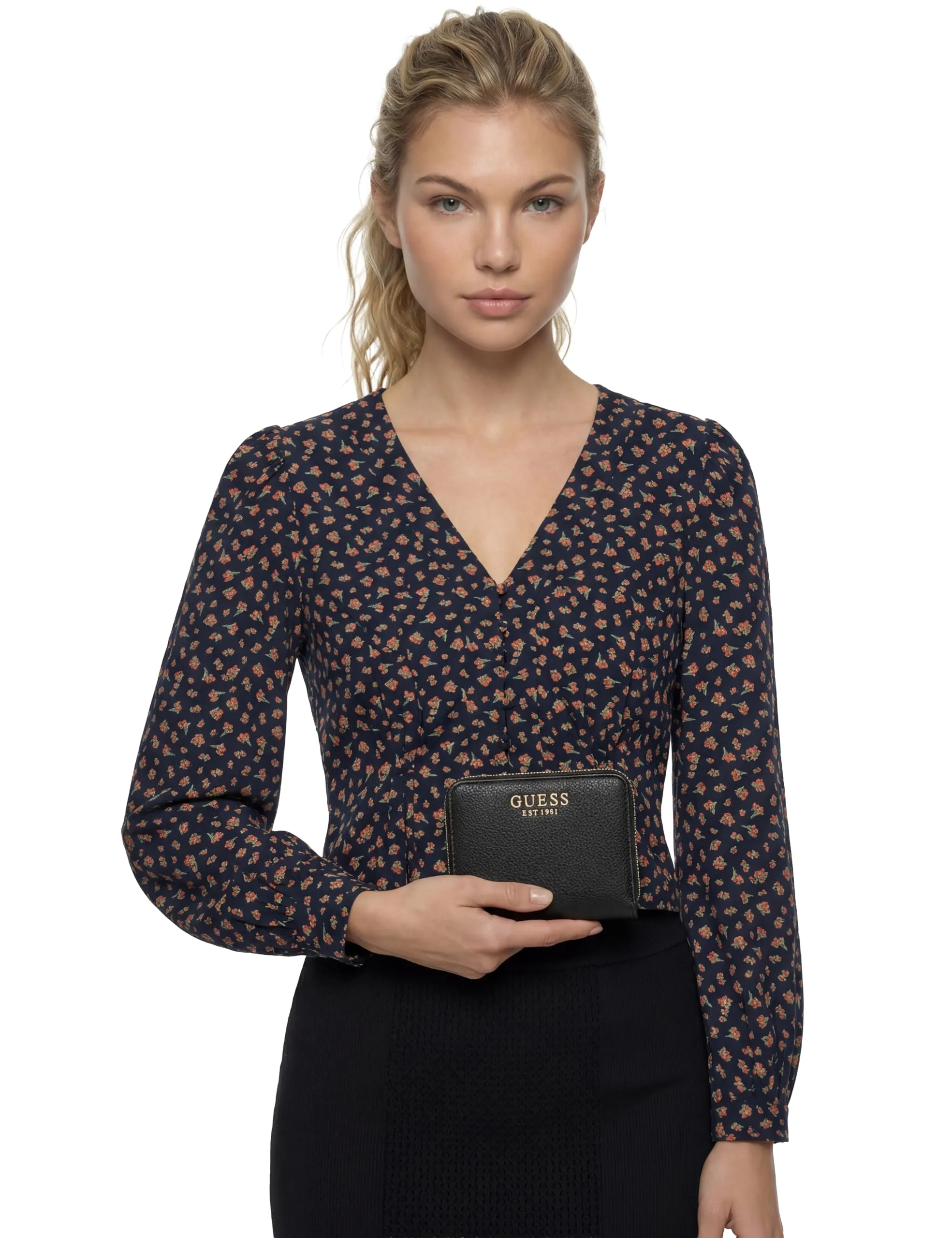 GUESS Donna Portafoglio Zip Around Melody Slg Small Zip Around Nero - immagine 6