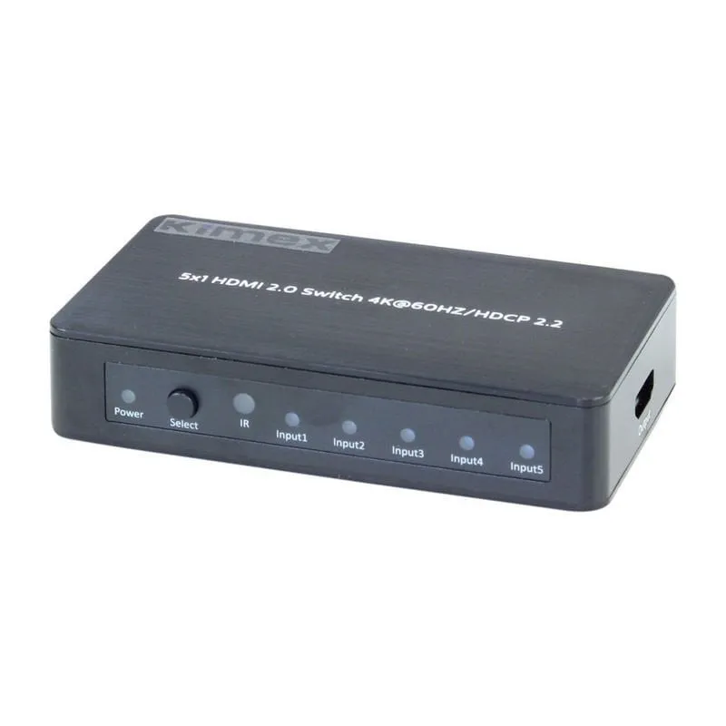 Kimex Switch 5 ingressi-1 uscita HDMI2.0 HDCP2.2 4K 60Hz - immagine 1