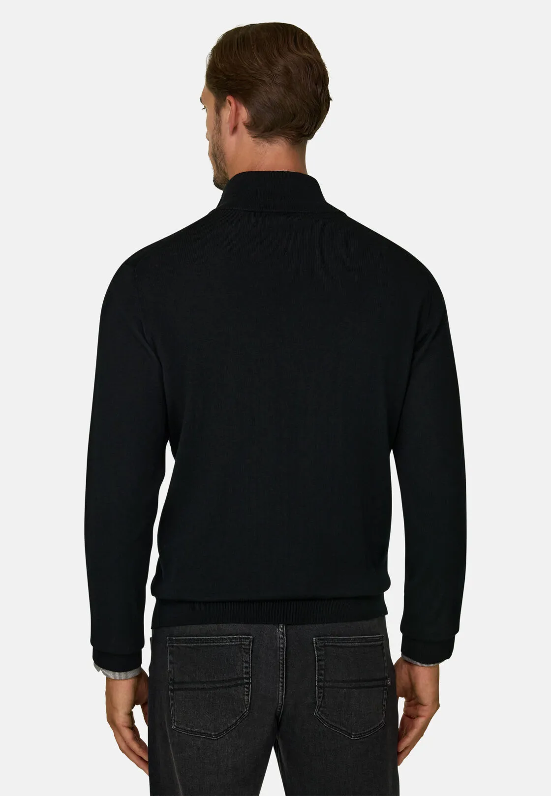 Boggi, Maglia Full Zip In Lana Merino Extrafine, Uomo, Nero, Taglia: M - immagine 4
