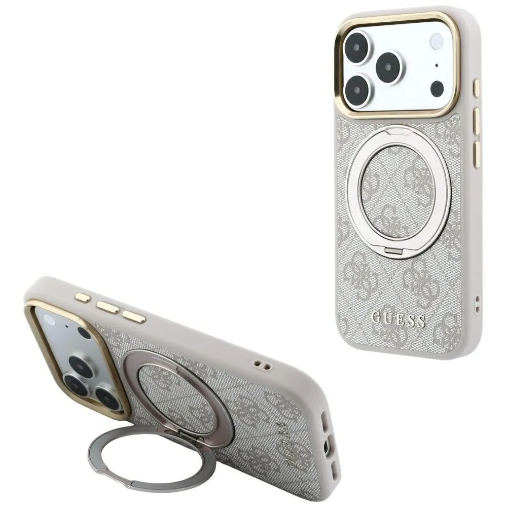 Custodia MagSafe per Apple iPhone 18 Pro Max / 17 Pro Max, Guess, Ring Stand Classic Logo, Rosa - immagine 1