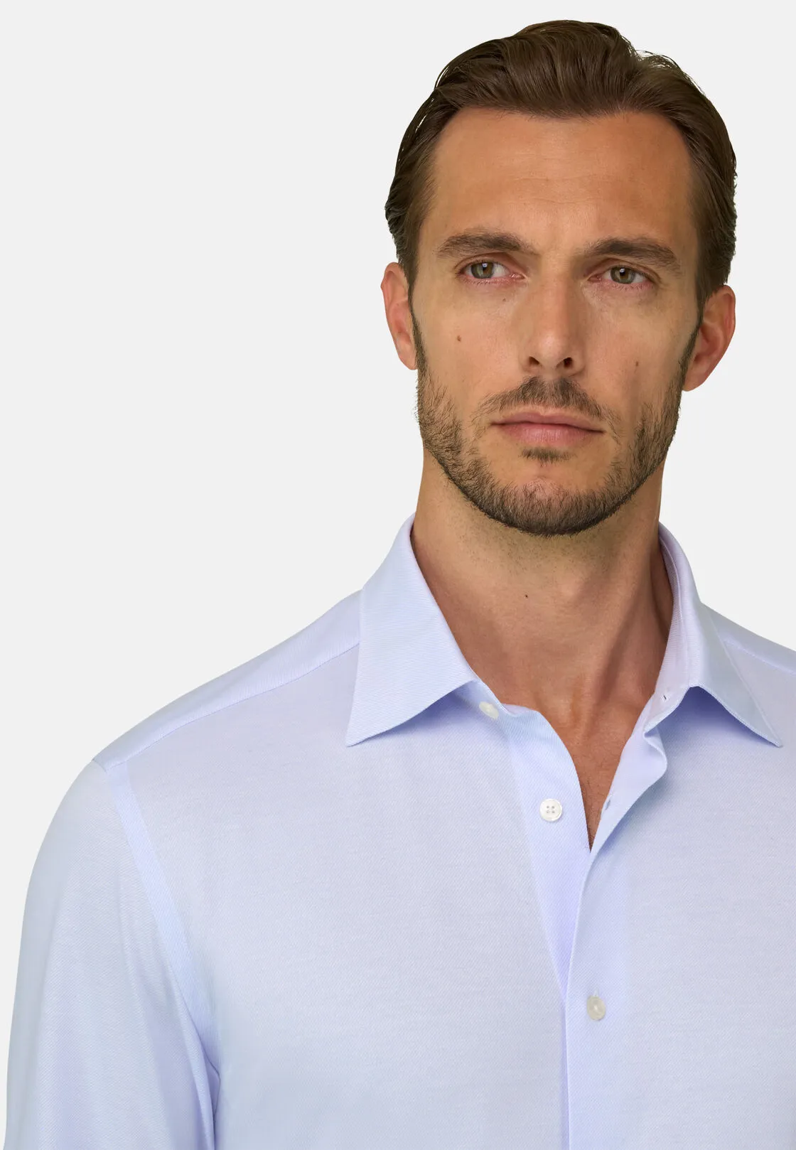 Boggi, Polo Camicia In Twill Di Jersey Giapponese Regular Fit, Uomo, Azzurro, Taglia: XXL - immagine 3