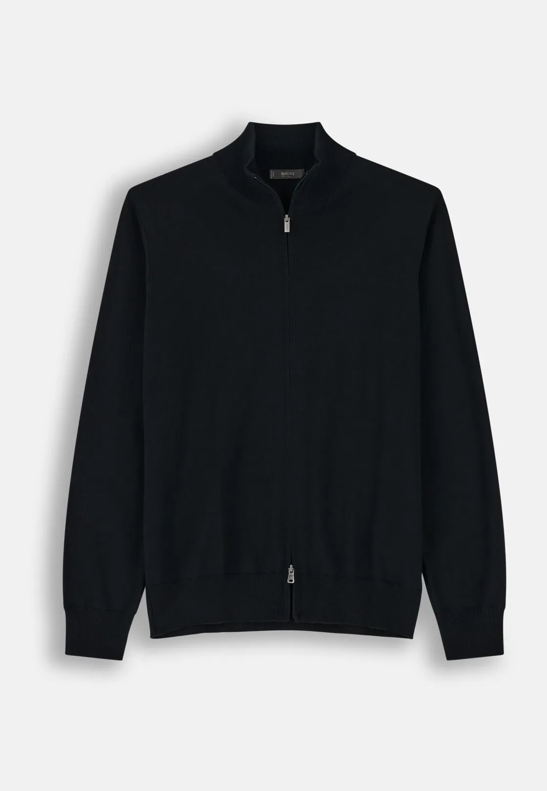 Boggi, Maglia Full Zip In Lana Merino Extrafine, Uomo, Nero, Taglia: XL - immagine 5