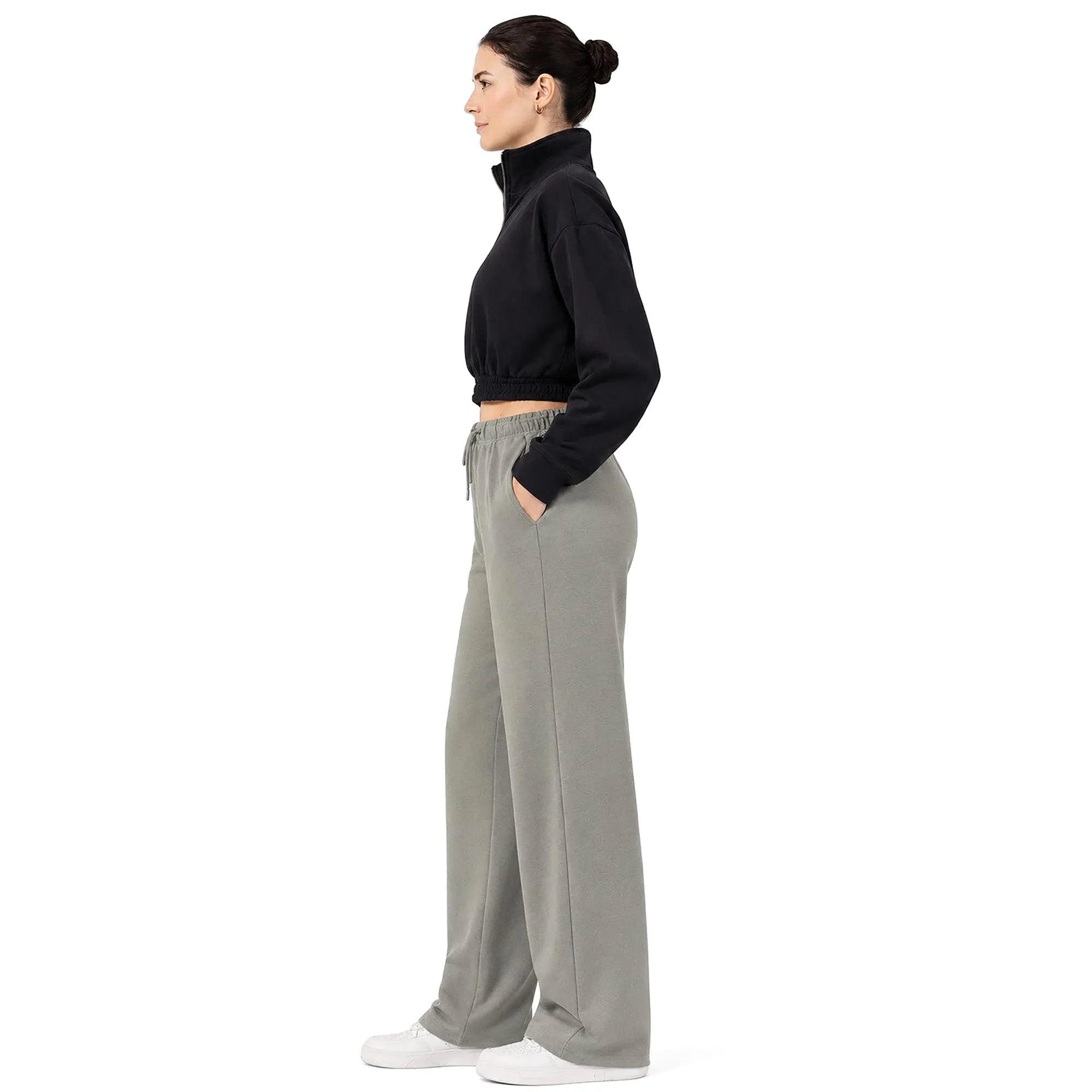 ROSS CAMP Pantaloni Tuta Donna Cotone – Pantaloni Sportivi Gamba Larga - immagine 6