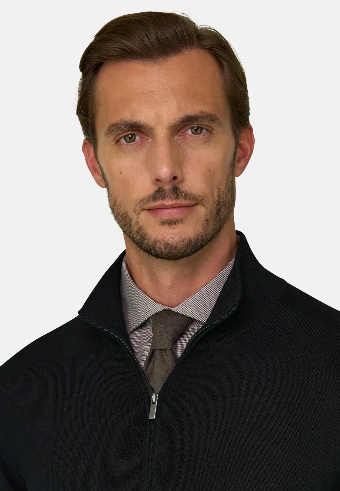Boggi, Maglia Full Zip In Lana Merino Extrafine, Uomo, Nero, Taglia: XXL - immagine 3