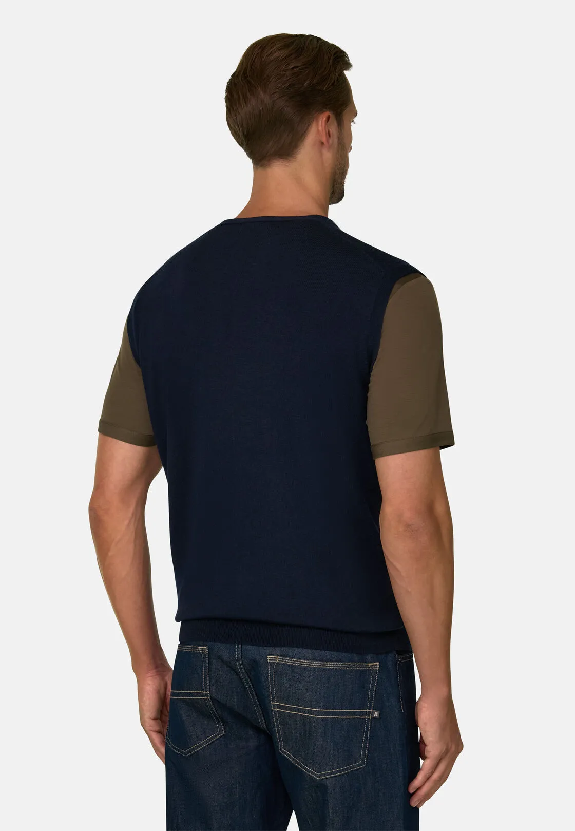 Boggi, Gilet In Lana Merino Extrafine, Uomo, Navy, Taglia: L - immagine 4