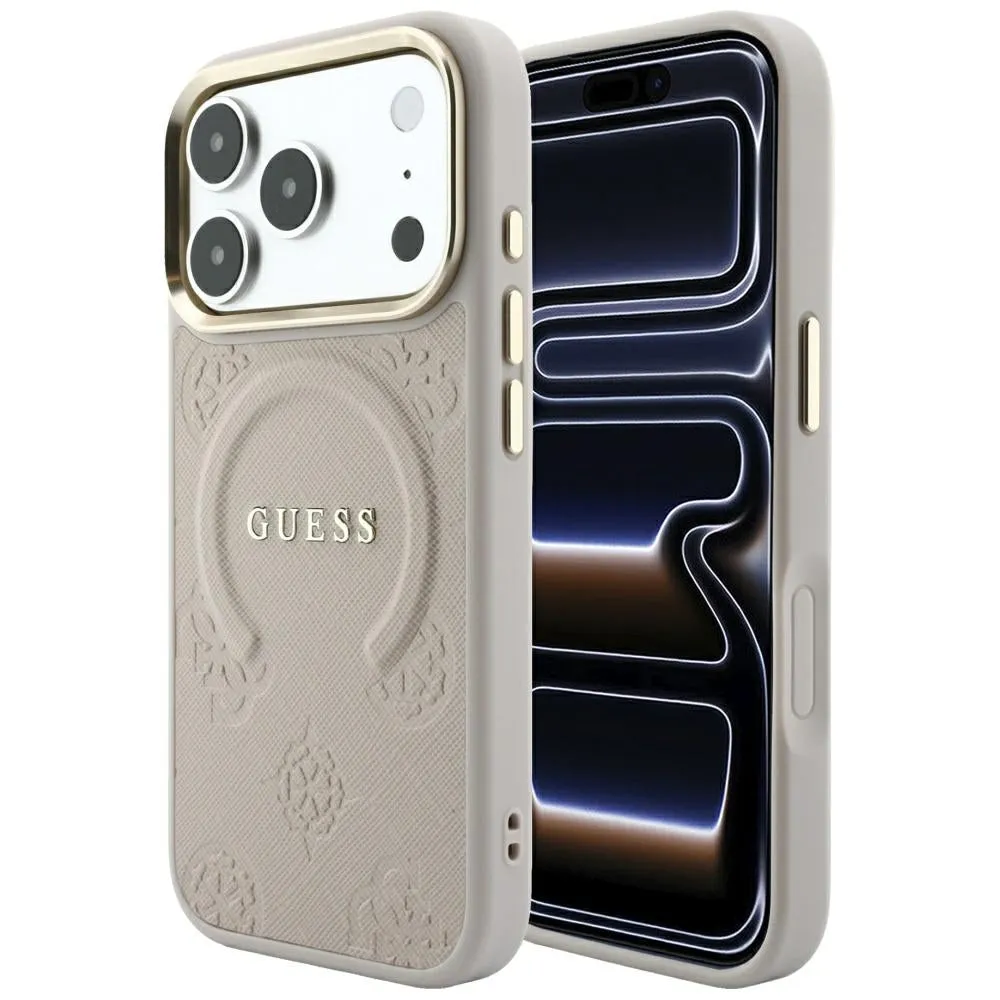 Custodia MagSafe per Apple iPhone 18 Pro Max / 17 Pro Max, Guess, Saffiano Peony Ring, Rosa - immagine 1