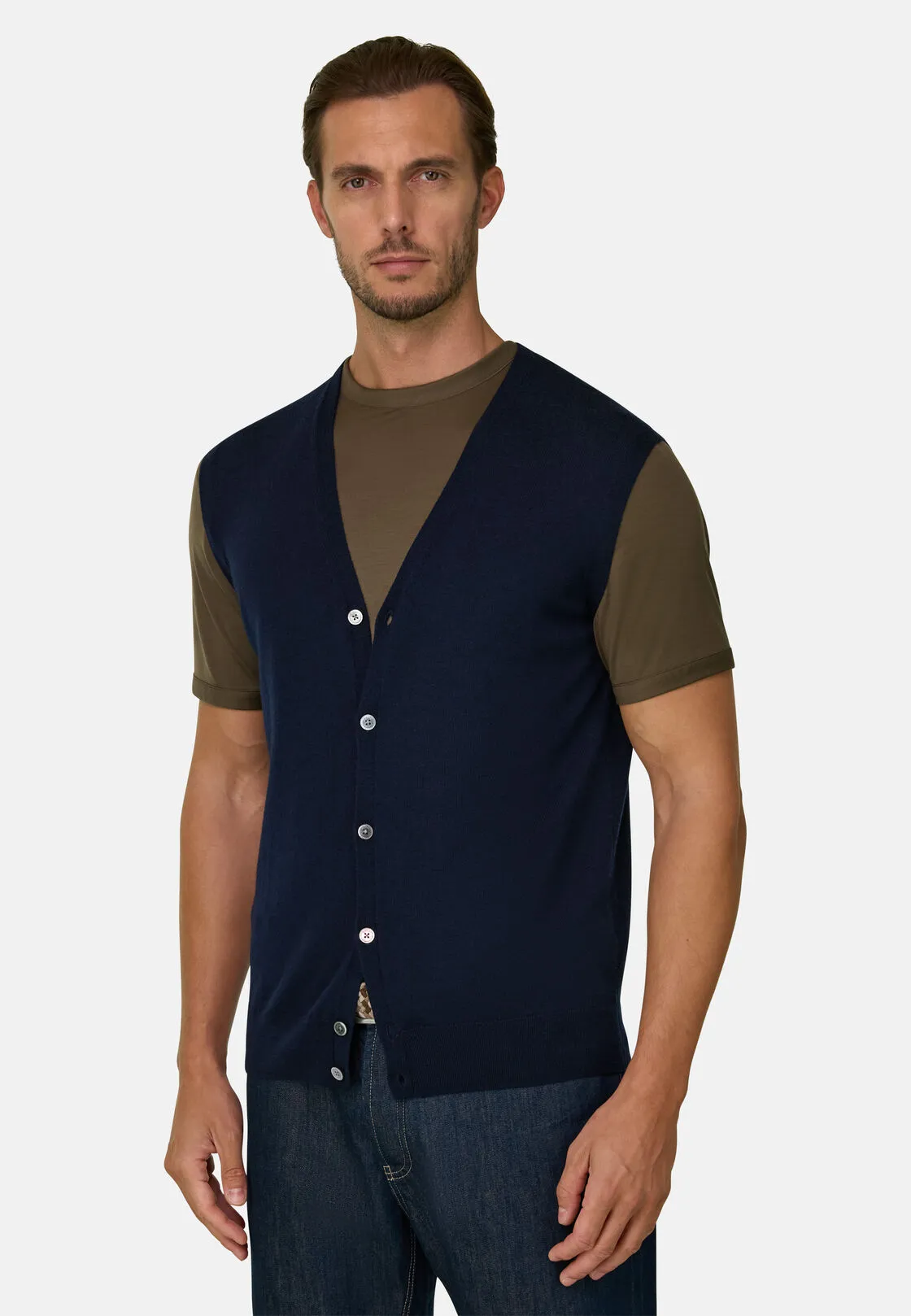 Boggi, Gilet In Lana Merino Extrafine, Uomo, Navy, Taglia: M - immagine 1
