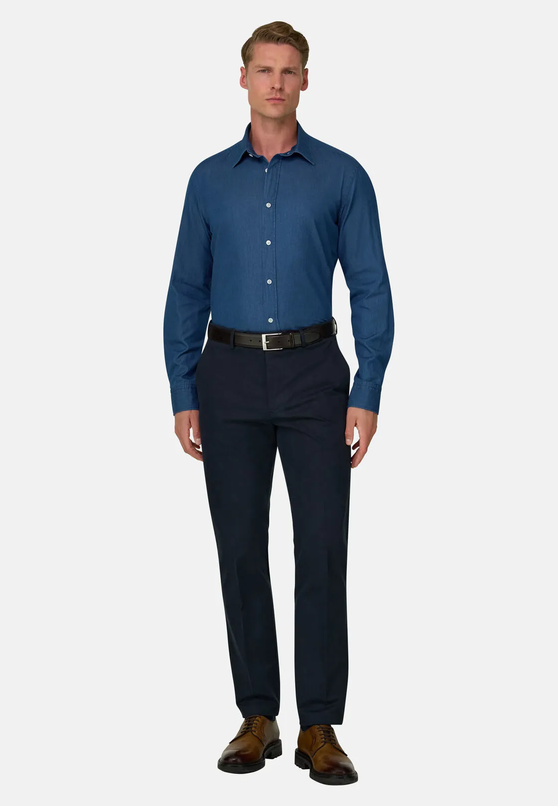 Boggi, Camicia In Denim Di Cotone Regular Fit, Uomo, Blu, Taglia: XL - immagine 2
