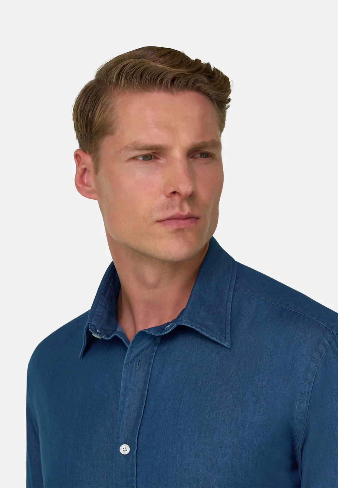Boggi, Camicia In Denim Di Cotone Regular Fit, Uomo, Blu, Taglia: XL - immagine 3