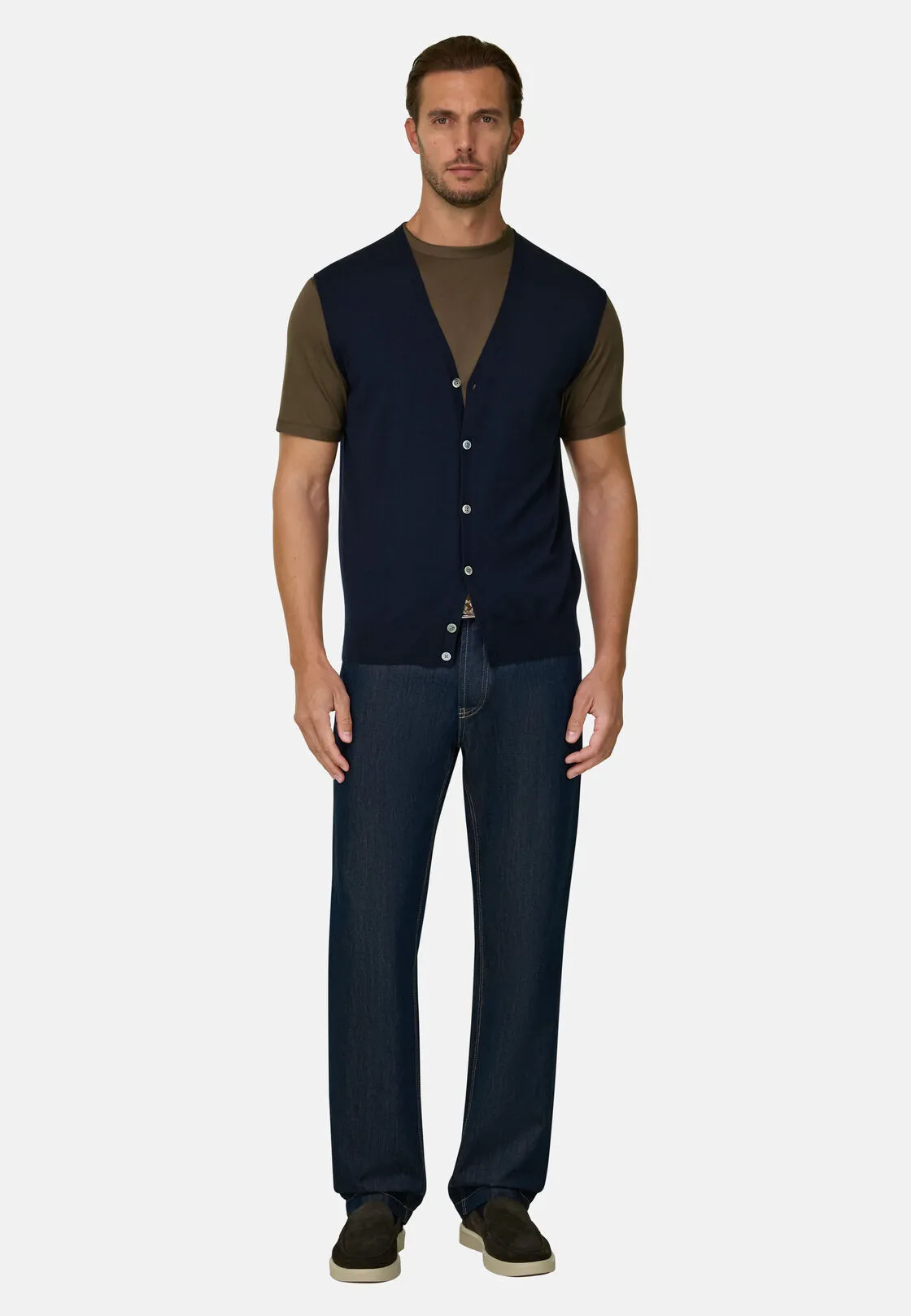 Boggi, Gilet In Lana Merino Extrafine, Uomo, Navy, Taglia: S - immagine 2