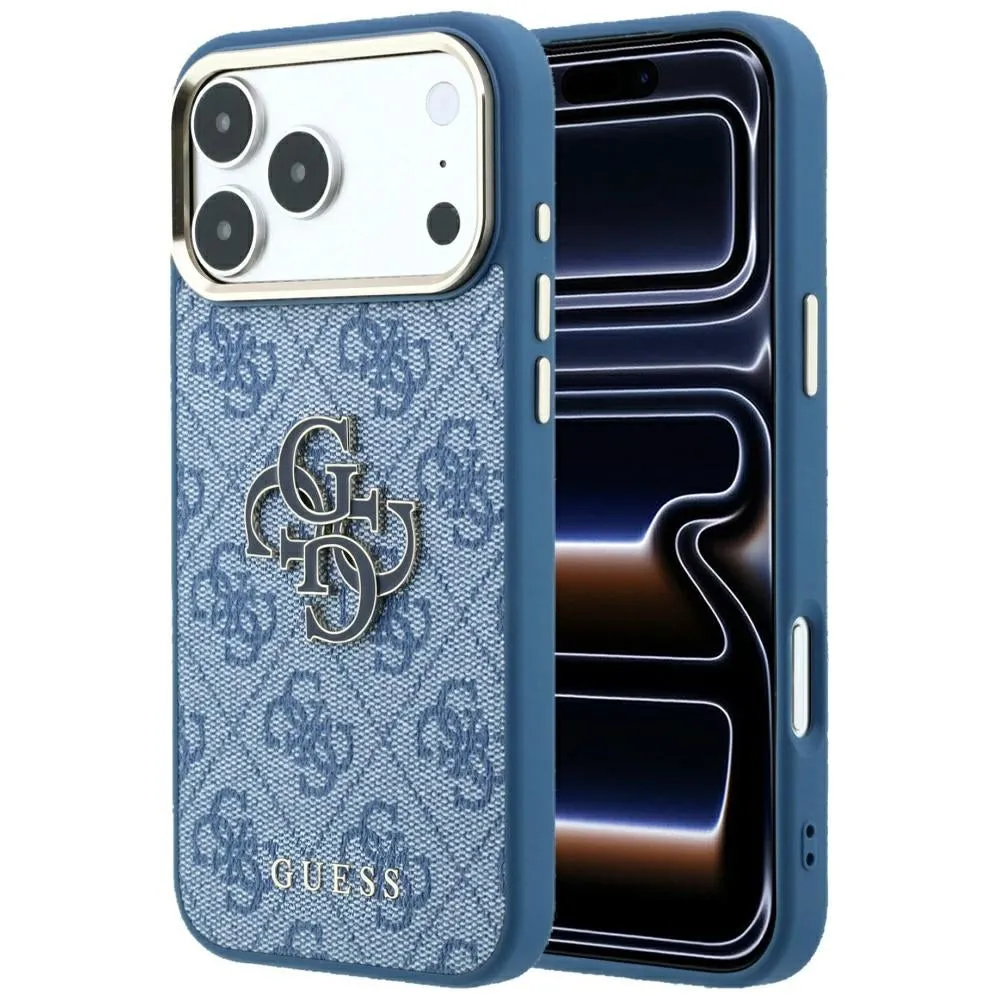 Custodia per Apple iPhone 18 Pro / 17 Pro, Guess, Logo 4G Grande in Resina, Blu - immagine 1