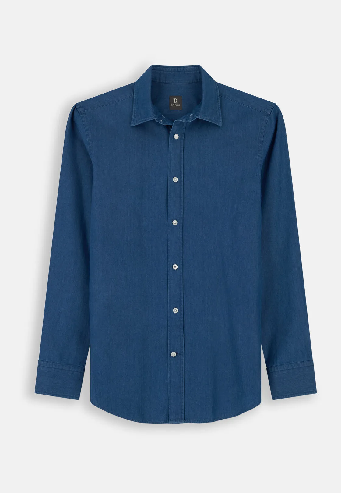 Boggi, Camicia In Denim Di Cotone Regular Fit, Uomo, Blu, Taglia: XXL - immagine 6