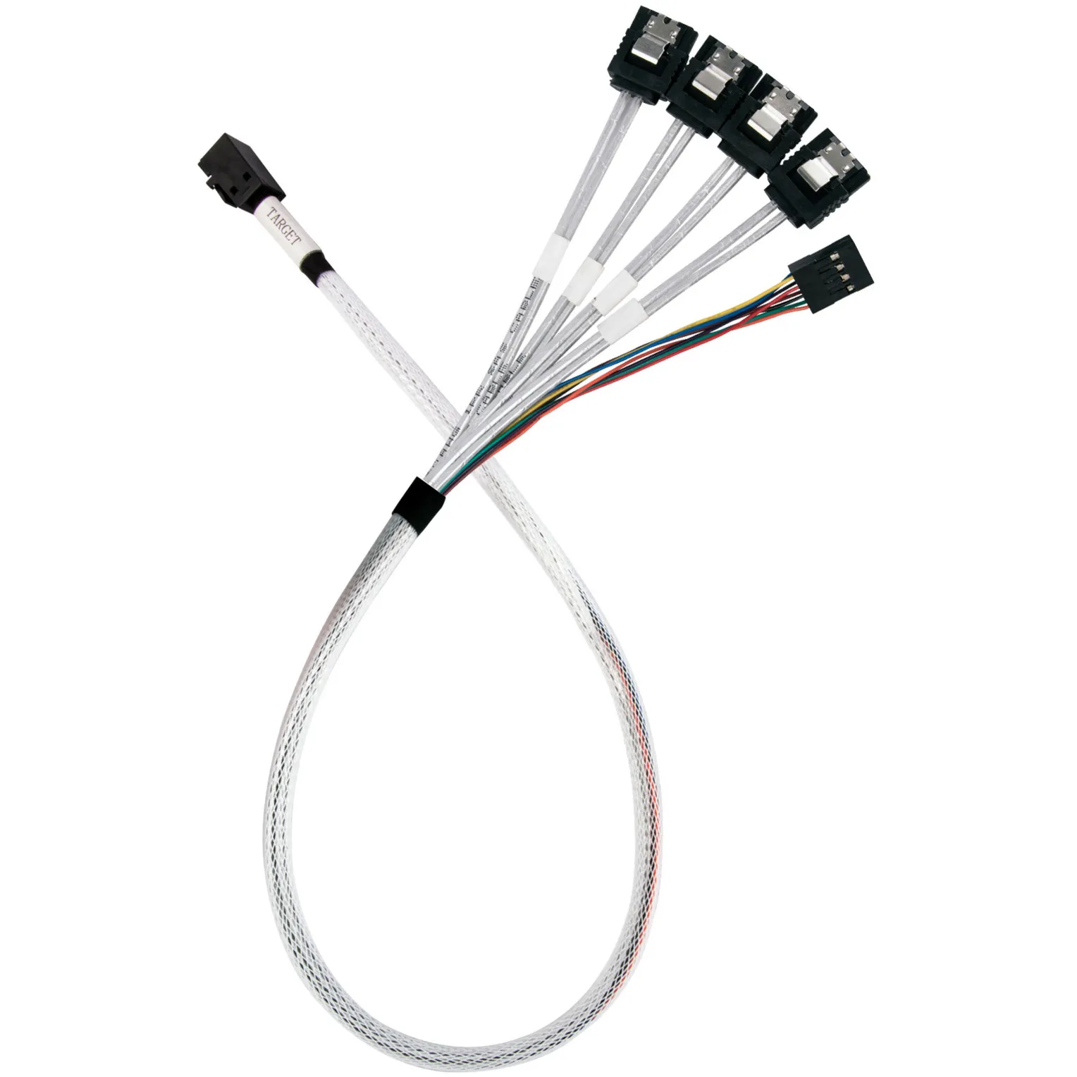 Cavo adattatore SST-CPS05-RE, mini-SAS SFF 8643 > 4x SATA - immagine 1