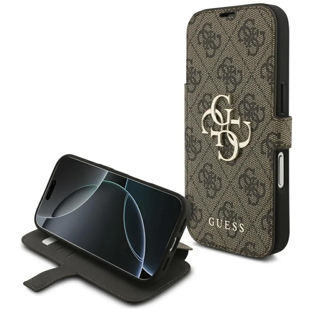 Custodia per Apple iPhone 18 Pro / 17 Pro, Guess, Logo Metallico 4G, Marrone - immagine 1
