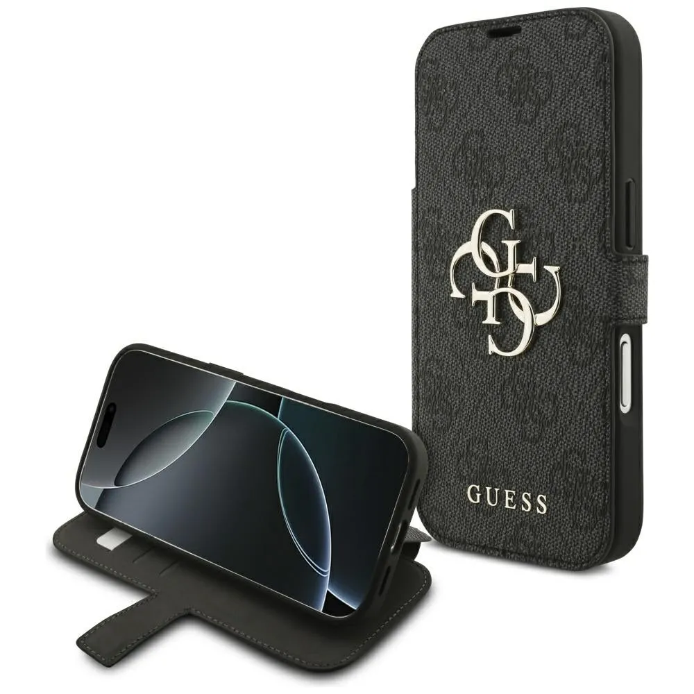 Custodia per Apple iPhone 18 Pro / 17 Pro, Guess, Logo Metallico 4G, Nera - immagine 1
