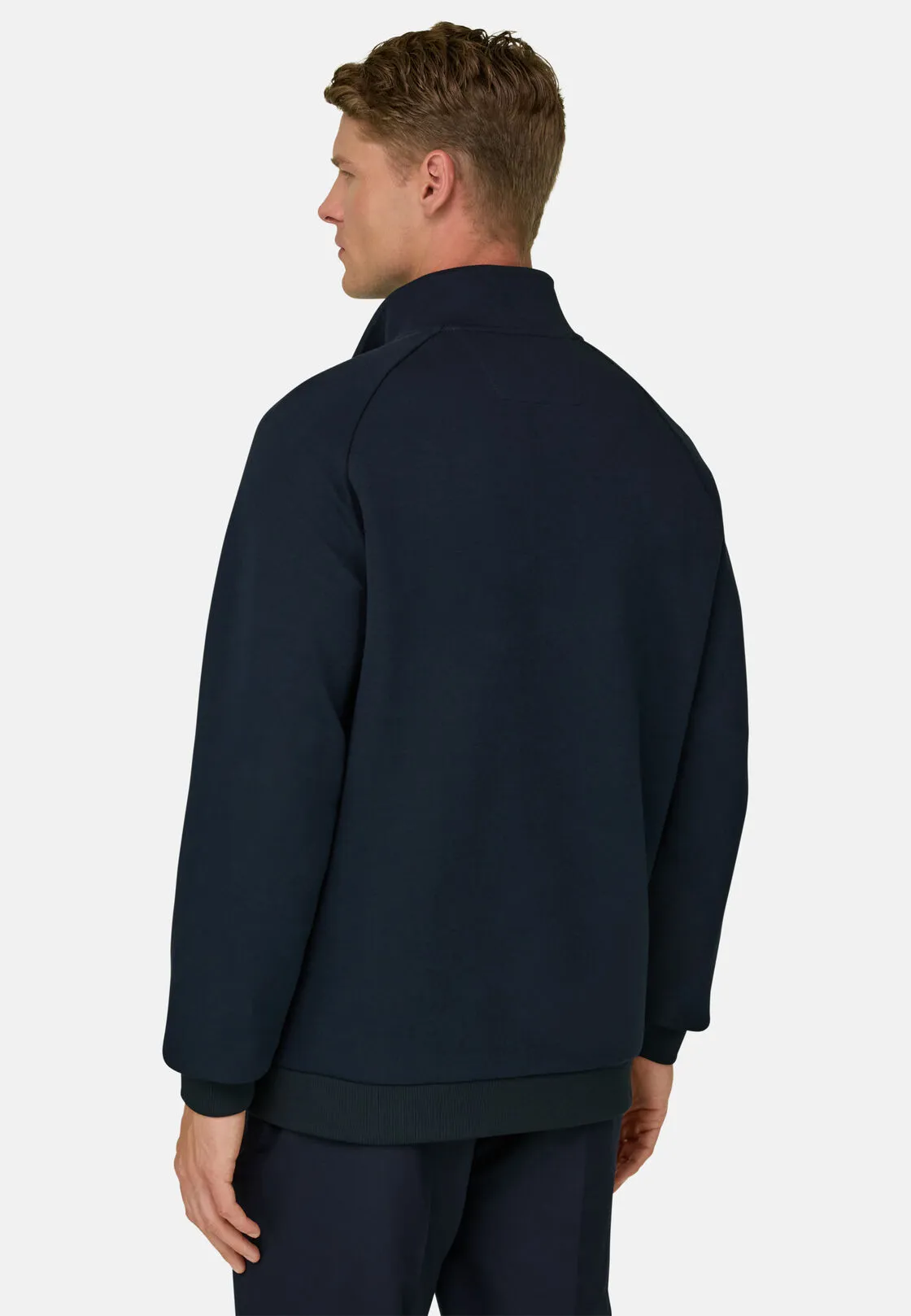 Boggi, Felpa Mezza Zip In Misto Cotone Scuba B Tech, Uomo, Navy, Taglia: M - immagine 4