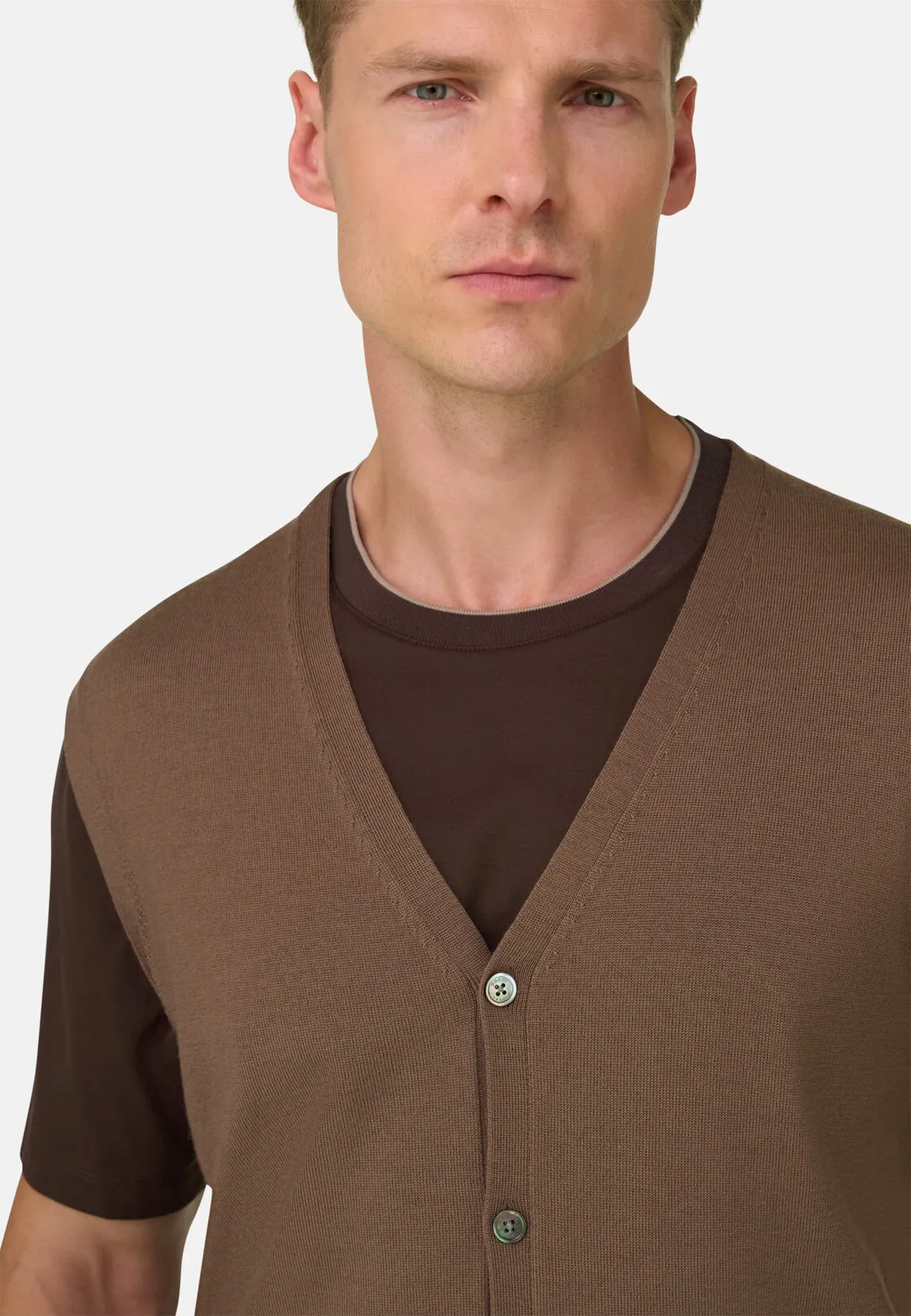 Boggi, Gilet In Lana Merino Extrafine, Uomo, Marrone, Taglia: L - immagine 3
