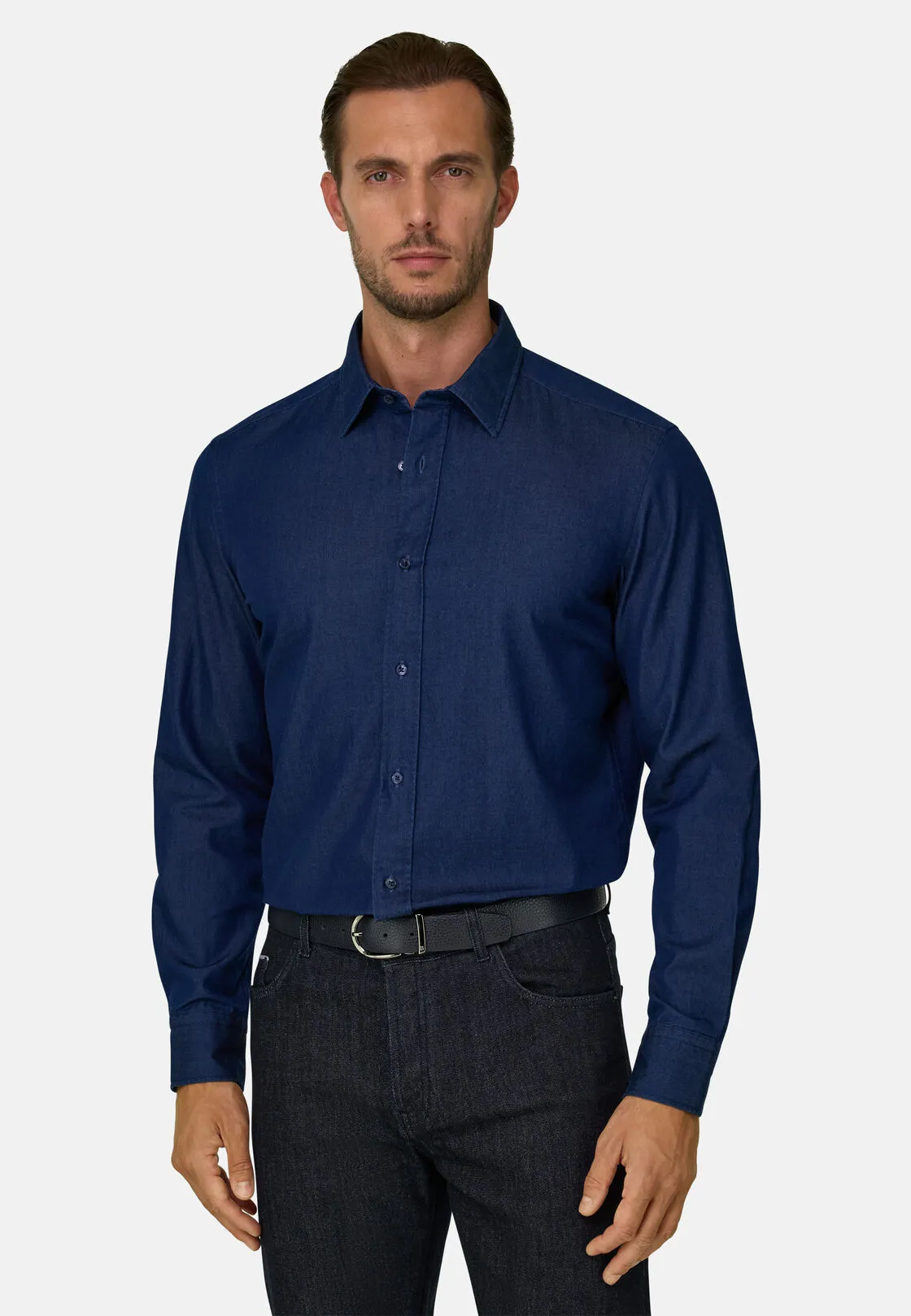 Boggi, Camicia In Denim Di Cotone Regular Fit, Uomo, Blu Scuro, Taglia: S - immagine 1