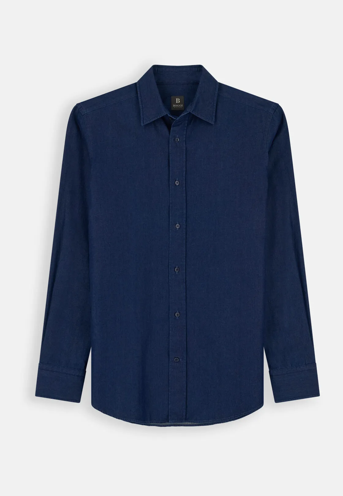 Boggi, Camicia In Denim Di Cotone Regular Fit, Uomo, Blu Scuro, Taglia: XS - immagine 6